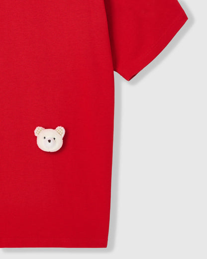 TEDDY CHECK-EAR CHARM T-SHIRT