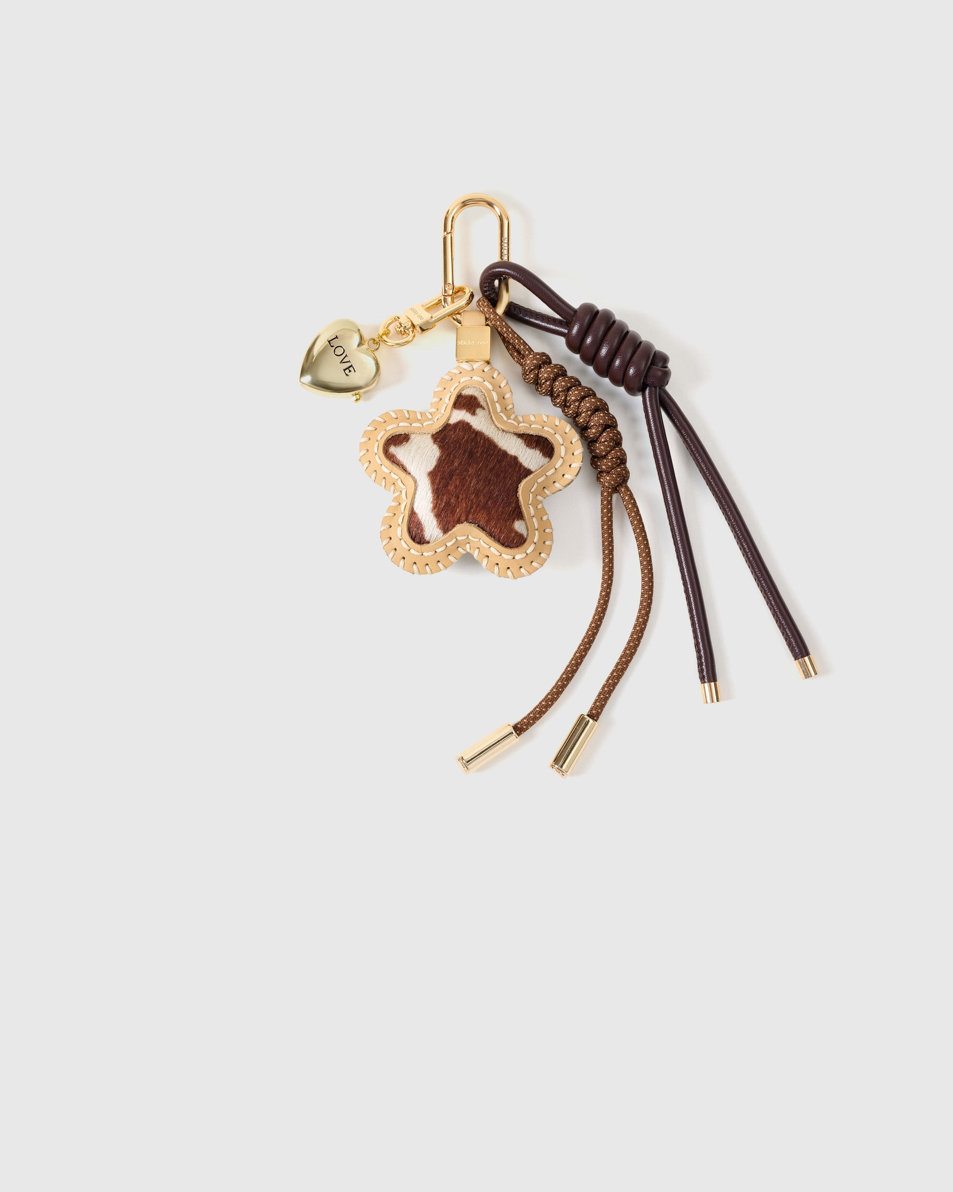 COWHIDE STAR STACK CHARM