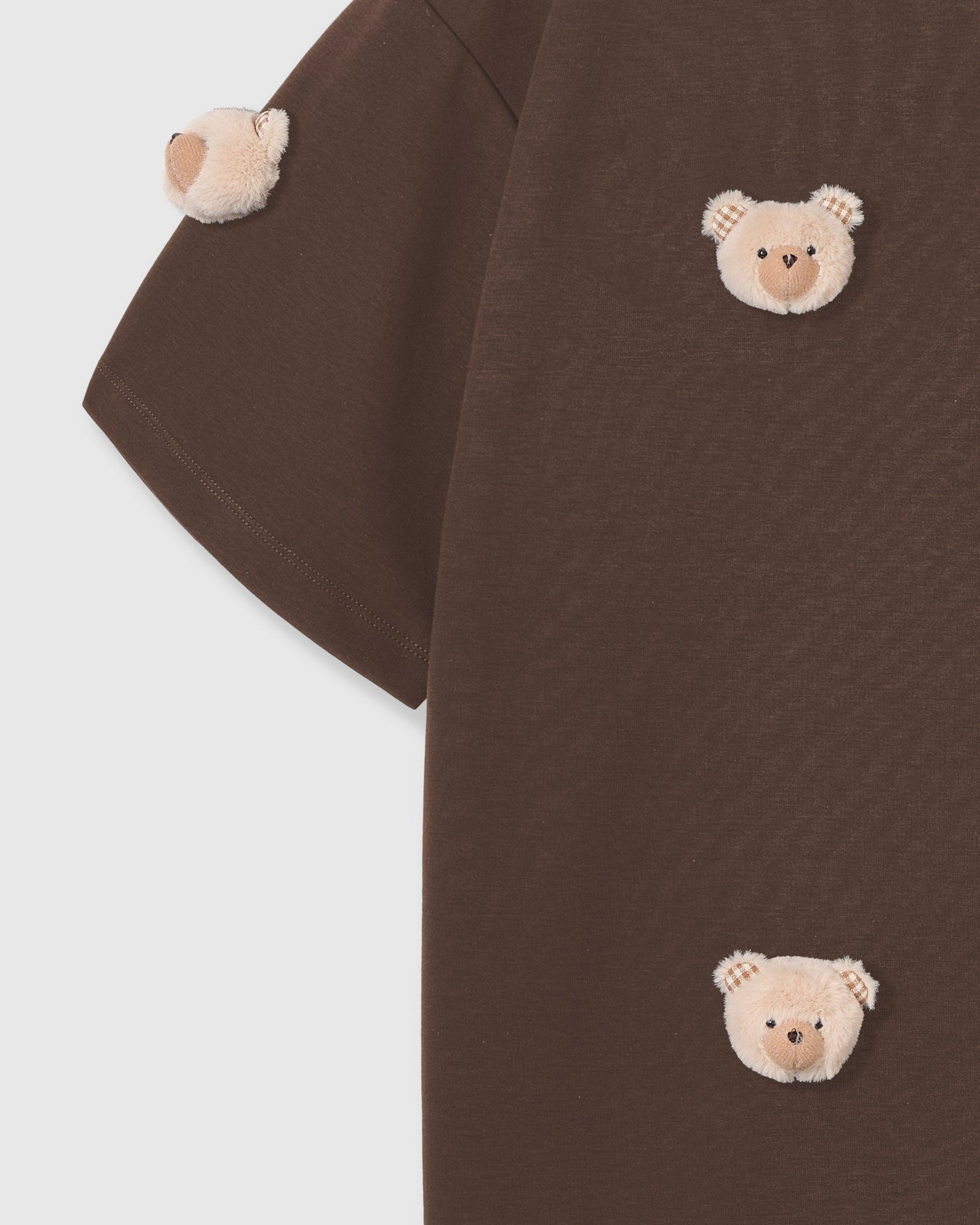KHAKI TEDDY CHECK-EAR CHARM T-SHIRT