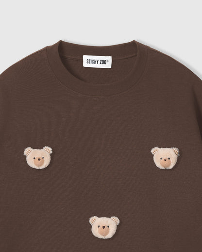 KHAKI TEDDY CHECK-EAR CHARM T-SHIRT