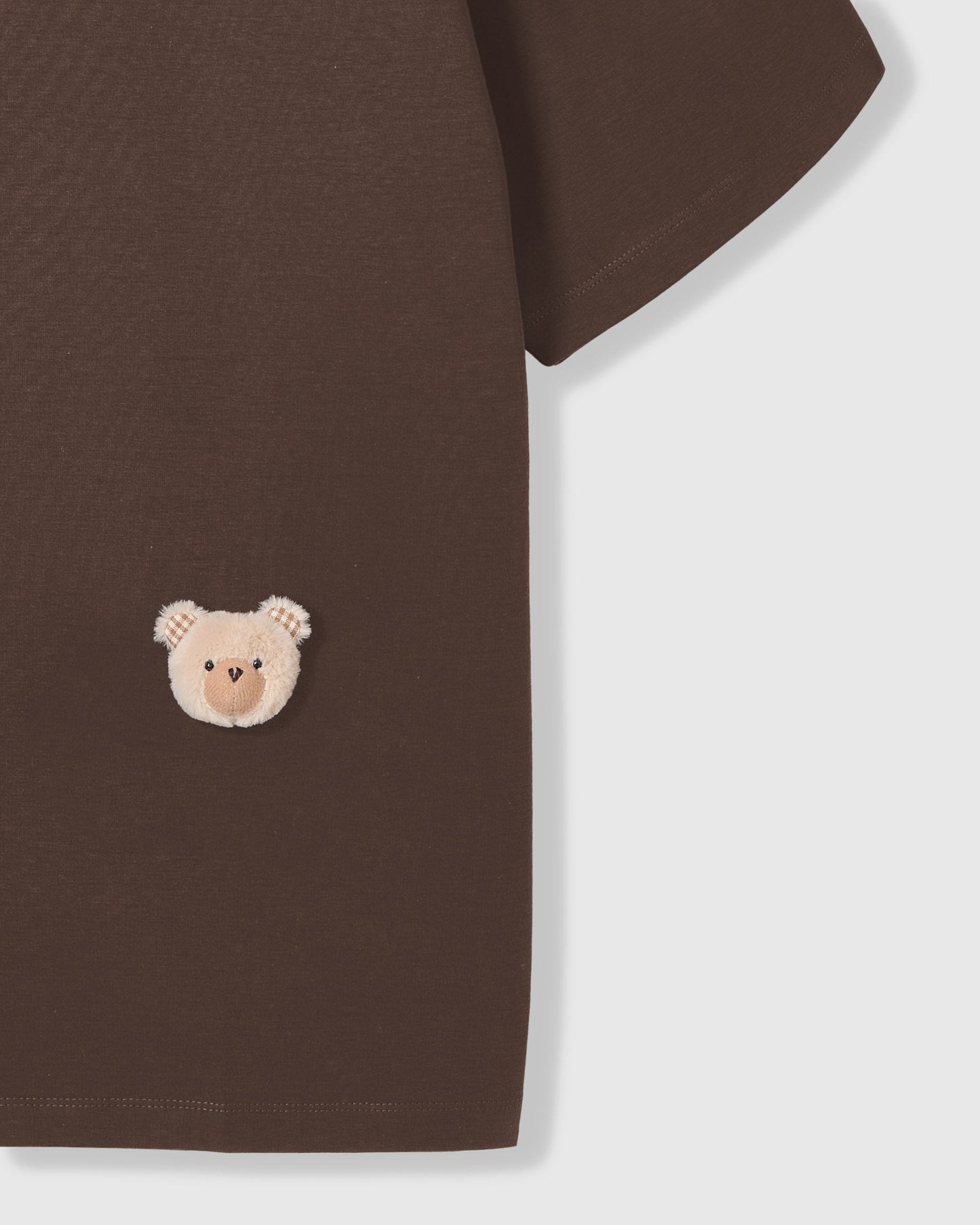 KHAKI TEDDY CHECK-EAR CHARM T-SHIRT