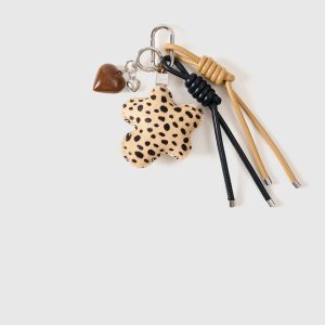 COWHIDE STAR LEOPARD STACK CHARM