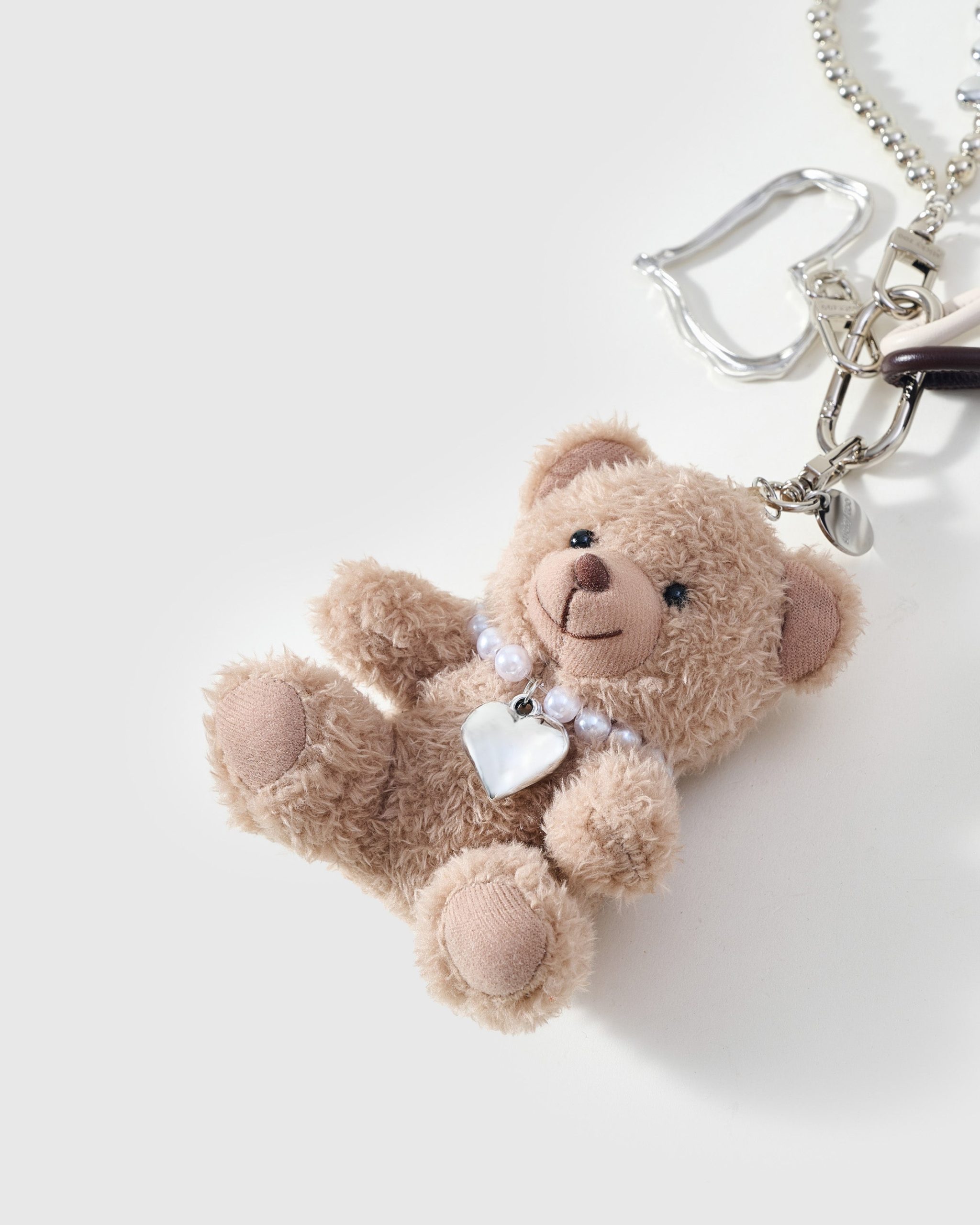 TEDDY BEAR PEARL HEART STACK CHARM - Image 3