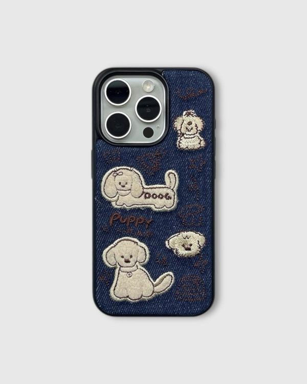 PUPPY DENIM EMBROIDERED CASE